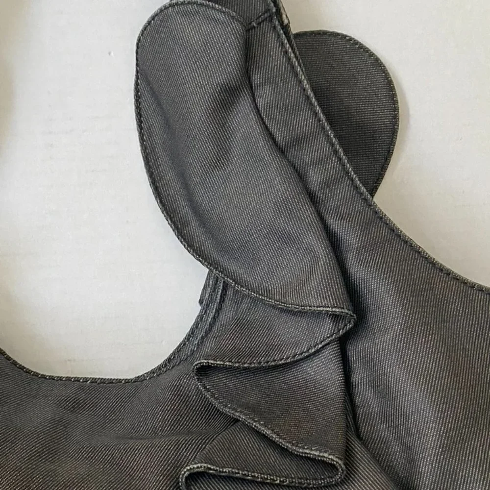 Valentino Garavani Gray Fabric Ruffle Hobo Bag /AZI
